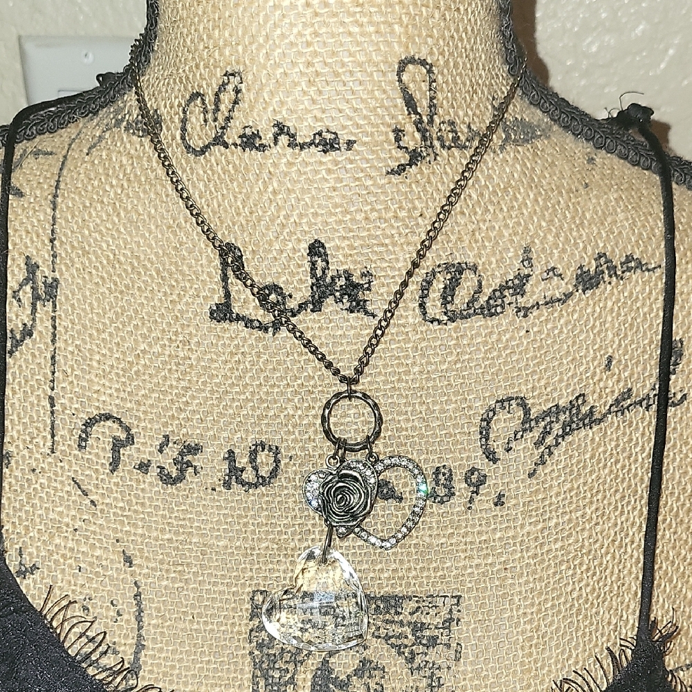 Vintage Forever 21 Gold and Silver Mixed-Media Pendant Necklace